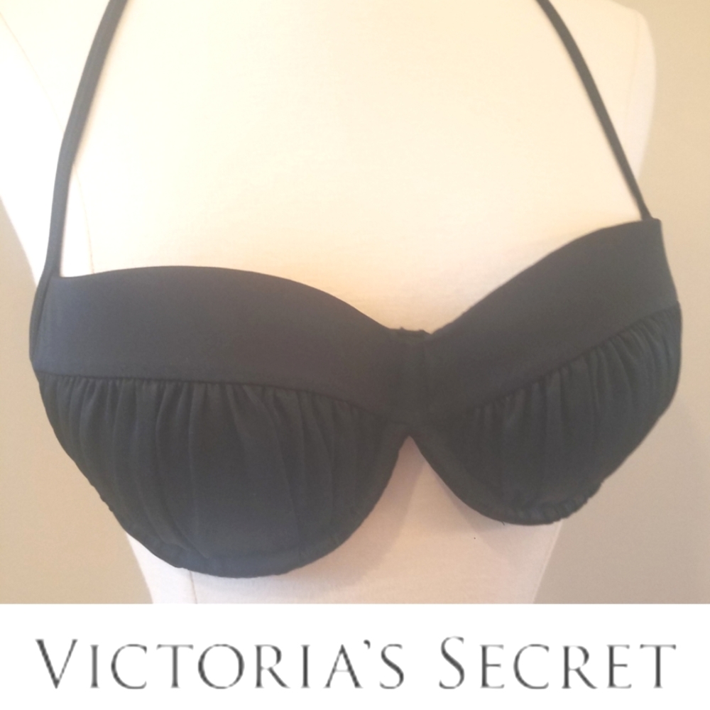 Victoria's Secret Padded Bikini Swim Top size 34B solid black color